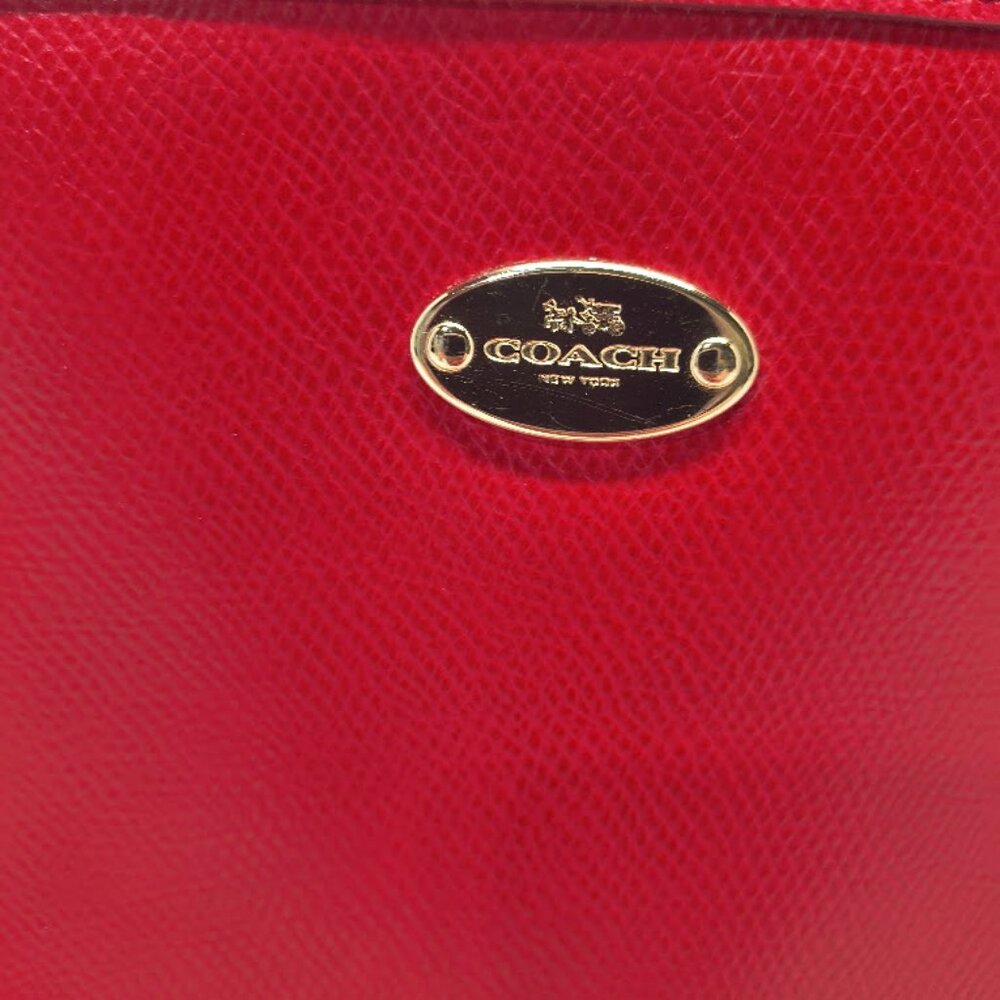 Coach Leather City Tote Bag Red City Zip Carry All Cross Grain Please Read - Picture 3 of 14